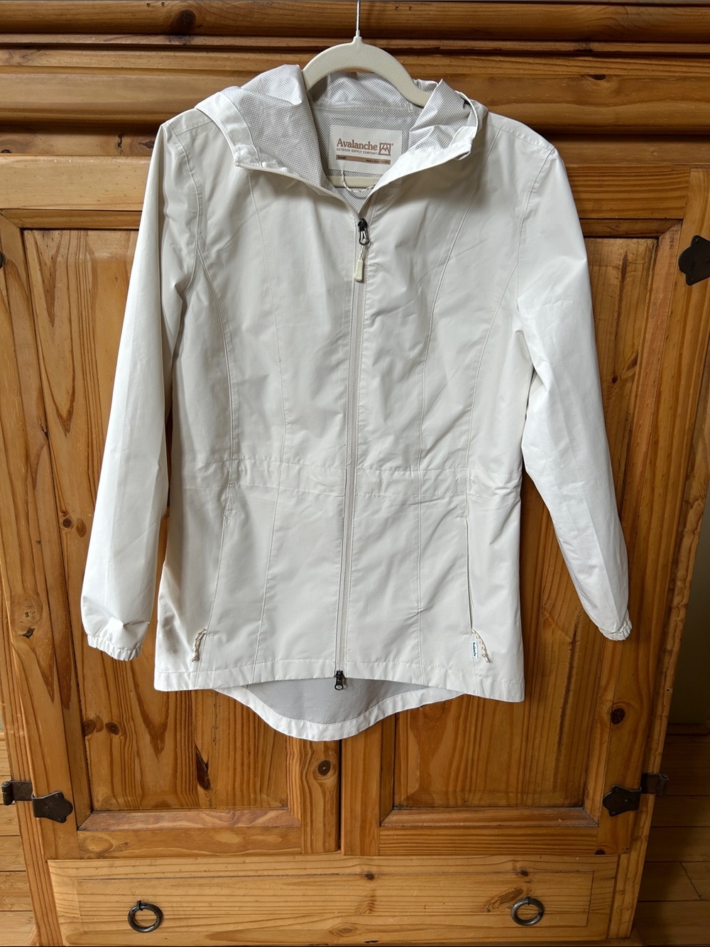 Avalanche Hooded Soft Shell Rain Jacket Cream Adjustable Waist